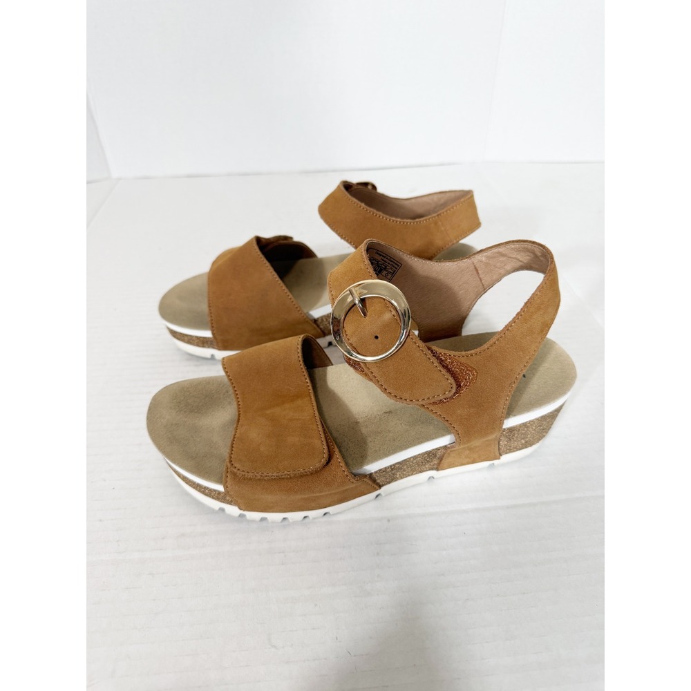 Josef Seibel Quinn 16 Cognac Tan Adjustable Comfort Wedge Sandal Size 38 EU 7 US - Picture 2 of 8